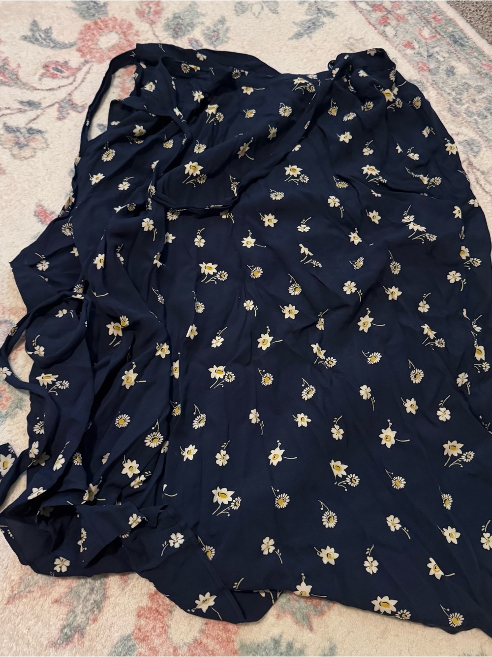 Madewell Navy Floral Midi Skirt